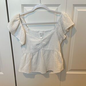 White Ruffled Women's Top